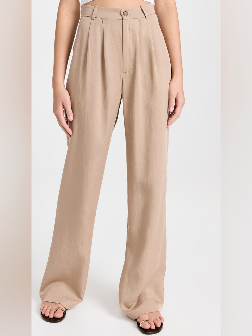 Reformation Wide-Leg High-Rise Trousers in Beige Size 4